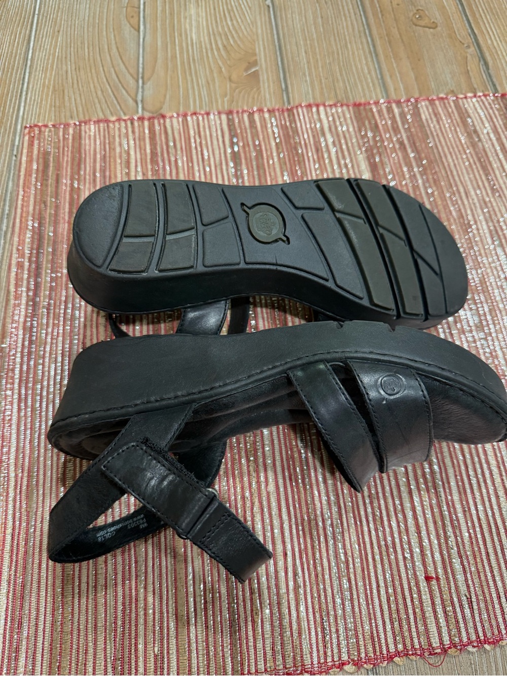 Born Black Leather Wedge Sandals - Picture 4 of 7